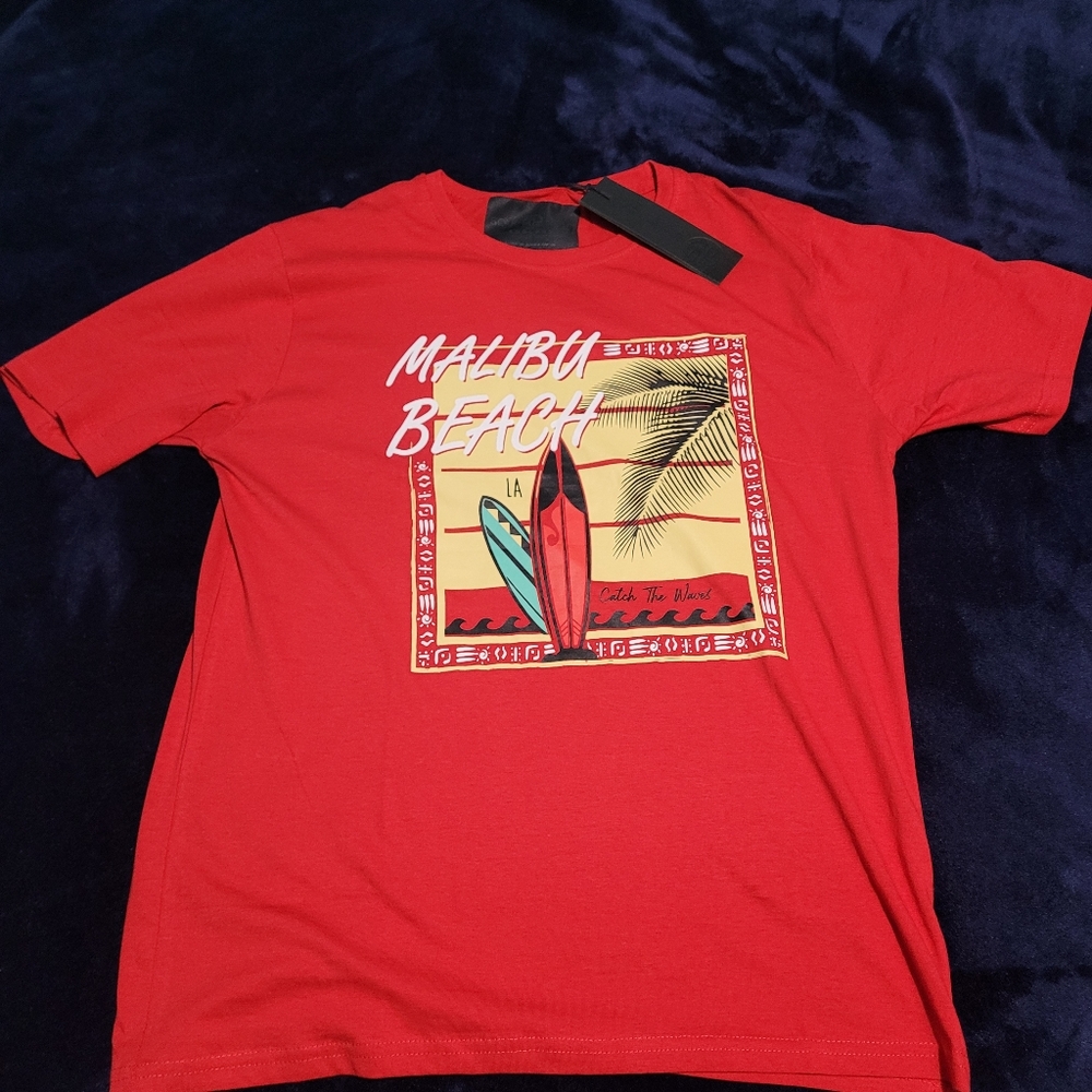 Men's Malibu Beach L.A Tee (Large) by Soul Star (Red)